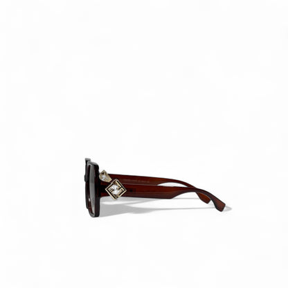 🍷 Fendi Oversized Square Sunglasses – Burgundy & Gold Luxury 🕶️✨