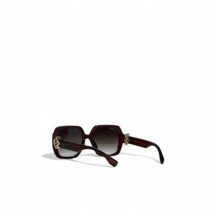 🍷 Fendi Oversized Square Sunglasses – Burgundy & Gold Luxury 🕶️✨