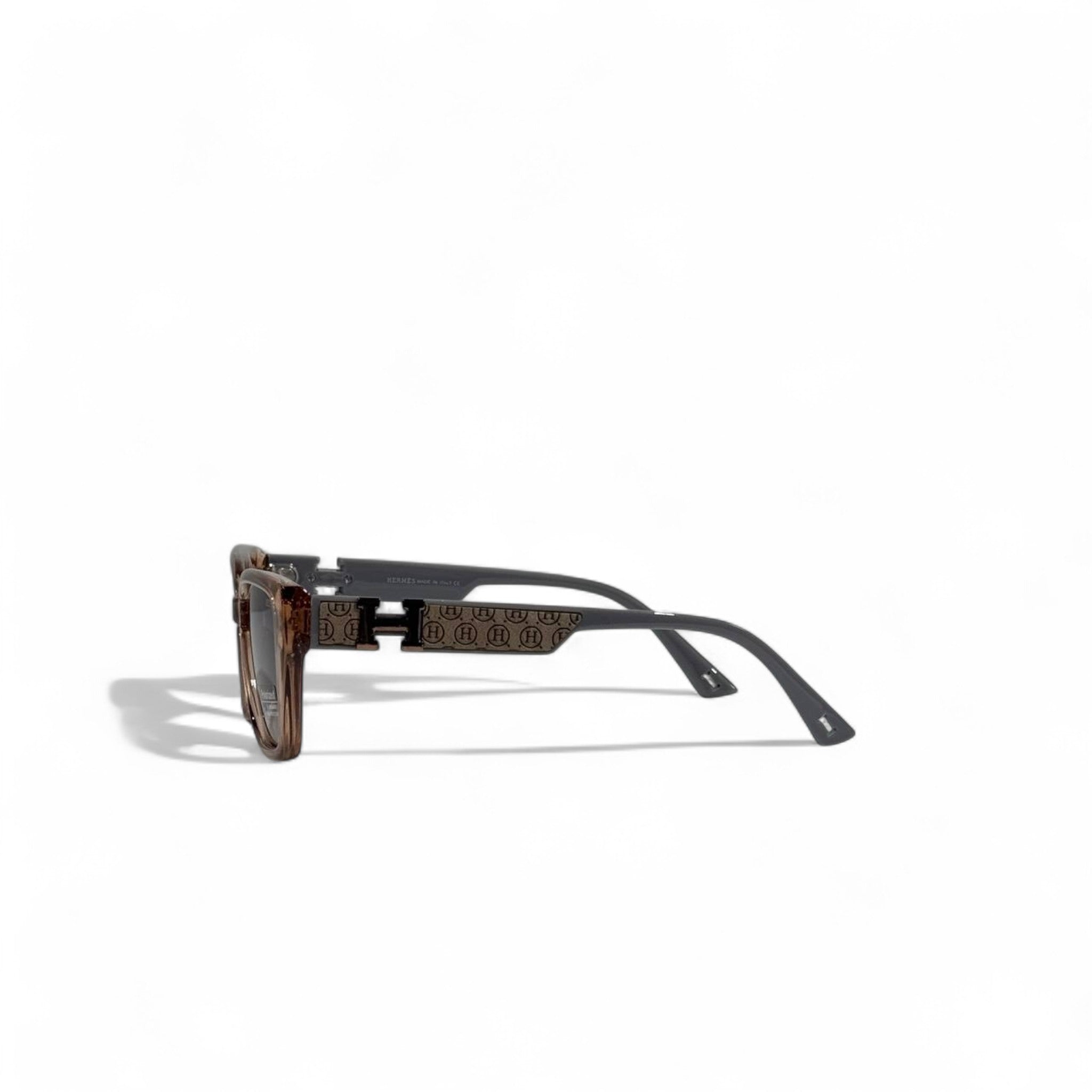 🧡 Hermès Square Sunglasses – Brown Transparent & Polarized Luxury 🕶️✨