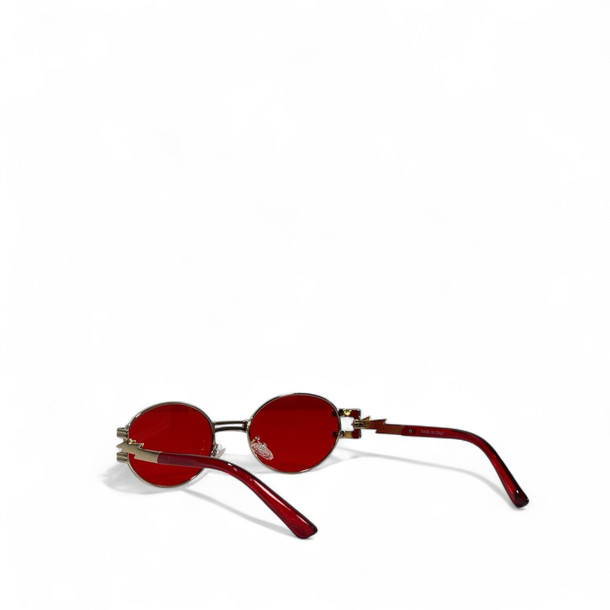 🔥 Red Oval Sunglasses – Lightning Bolt Edition ⚡