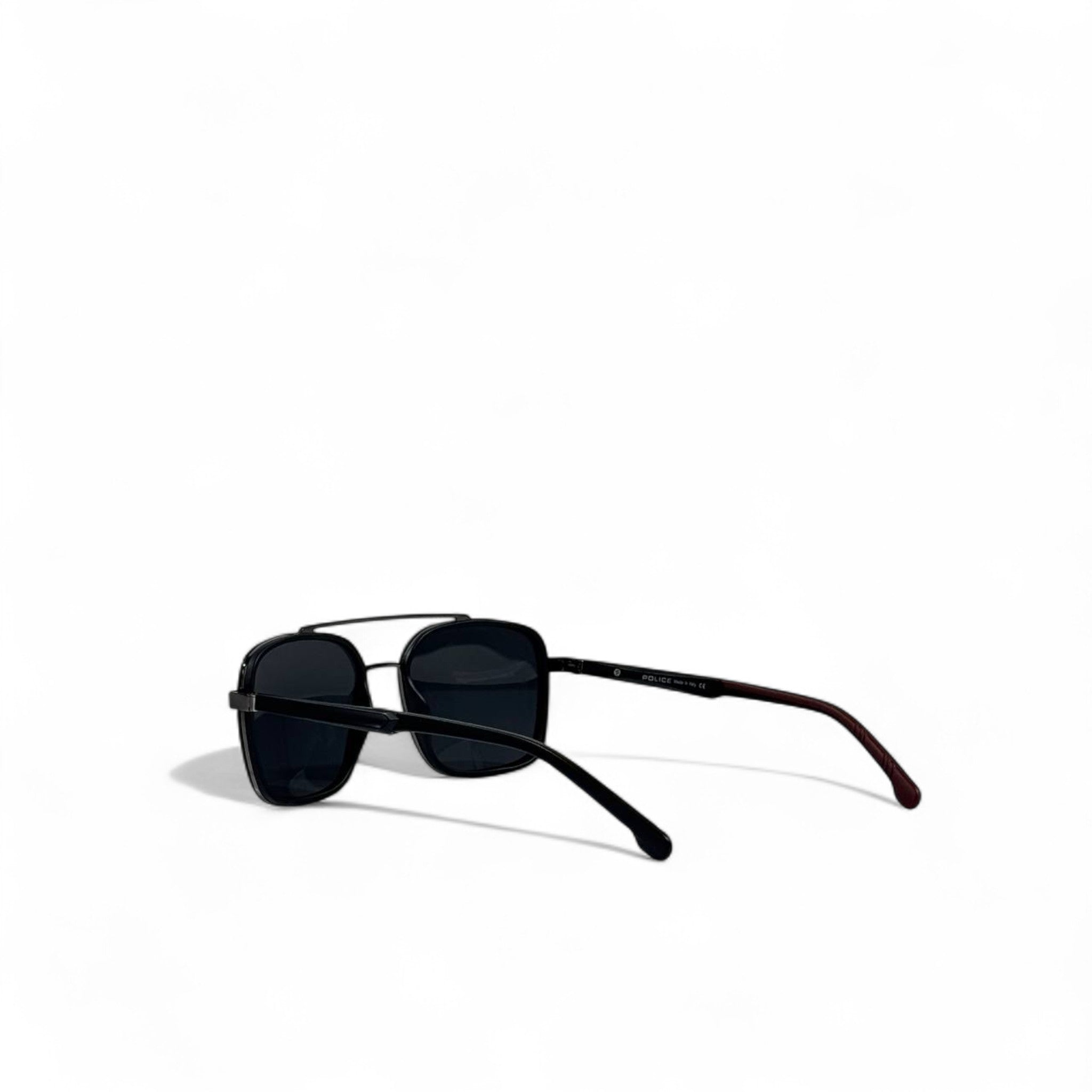 🕶️ Police Square Aviator Sunglasses – Sleek Black Minimalism