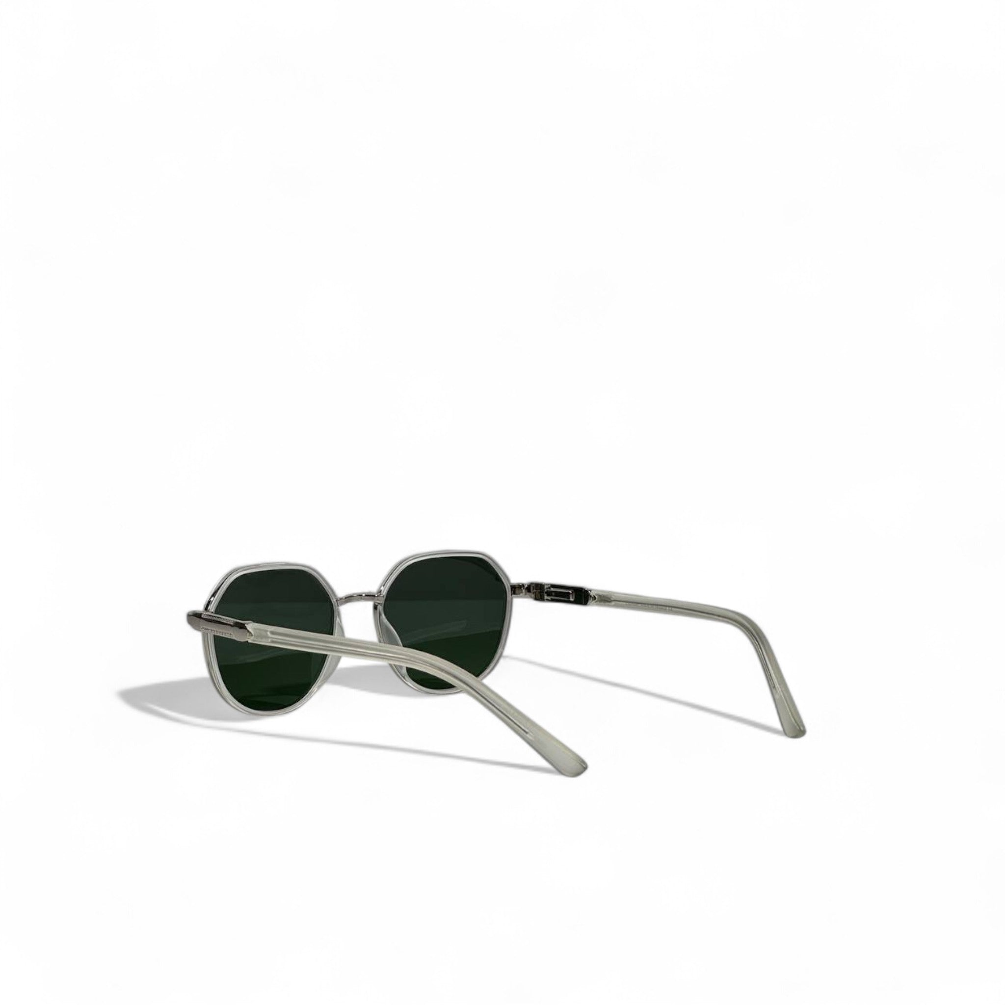 🕶️ Cartier Geometric Silver Sunglasses – Green Lens Luxury