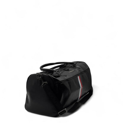 Tommy Hilfiger Black Duffel Bag 🧳 – Signature Striped Travel & Gym Bag