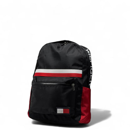 Tommy Hilfiger Black & Red Colorblock Backpack 🎒 – Iconic Flag Detail & Bold Design