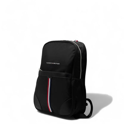 Tommy Hilfiger Stripe Backpack 🎒 – Black Urban Bag with Signature Flag Ribbon