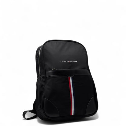 Tommy Hilfiger Stripe Backpack 🎒 – Black Urban Bag with Signature Flag Ribbon