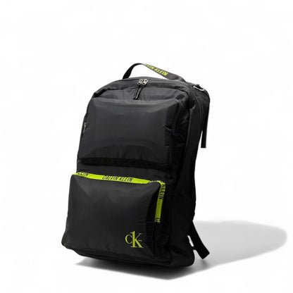 Calvin Klein CK One Backpack 🎒 – Black with Neon Green Logo Accents
