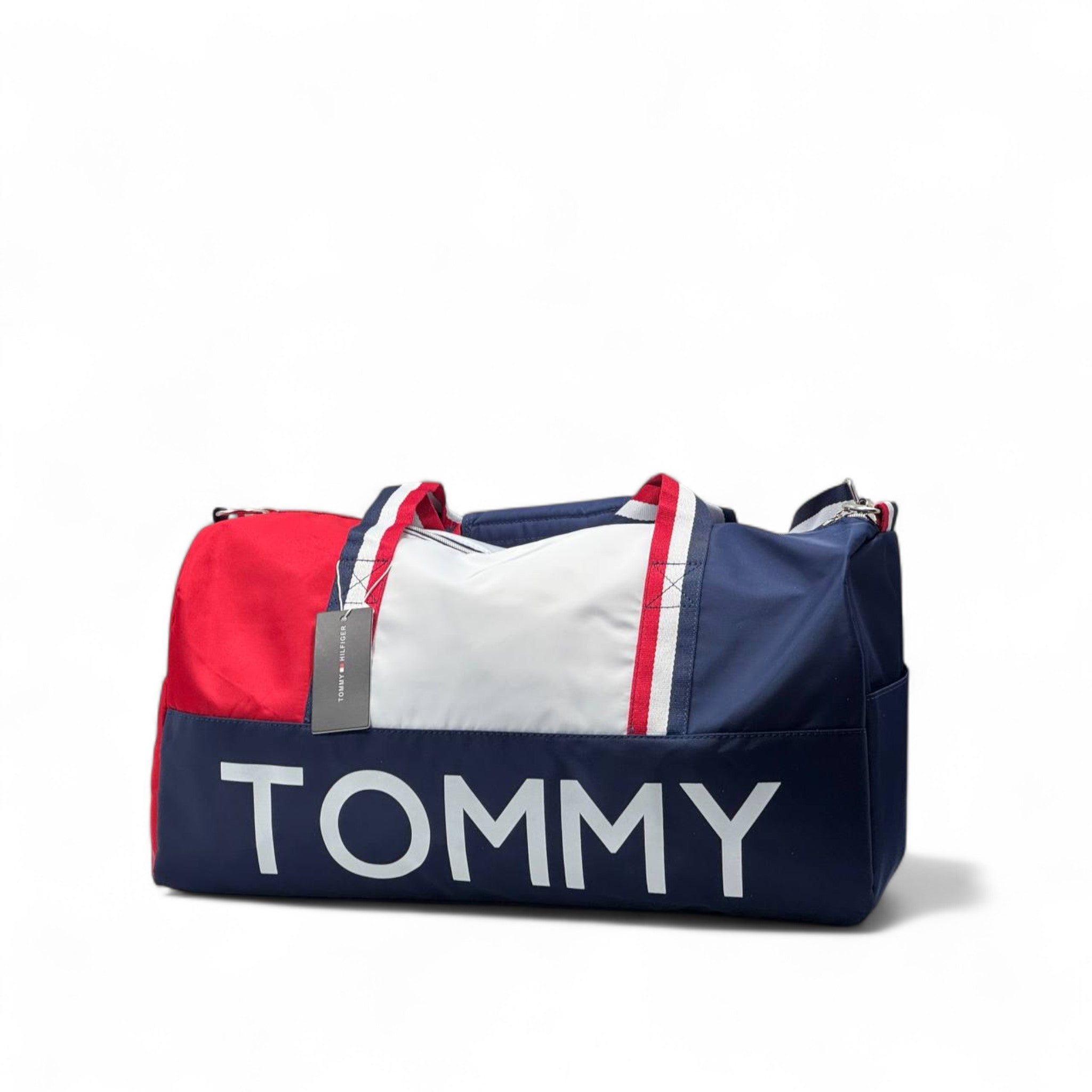 Tommy Hilfiger Colorblock Duffel Bag 🧳 – Red, White & Blue Logo Gym Bag