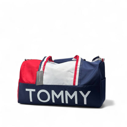 Tommy Hilfiger Colorblock Duffel Bag 🧳 – Red, White & Blue Logo Gym Bag