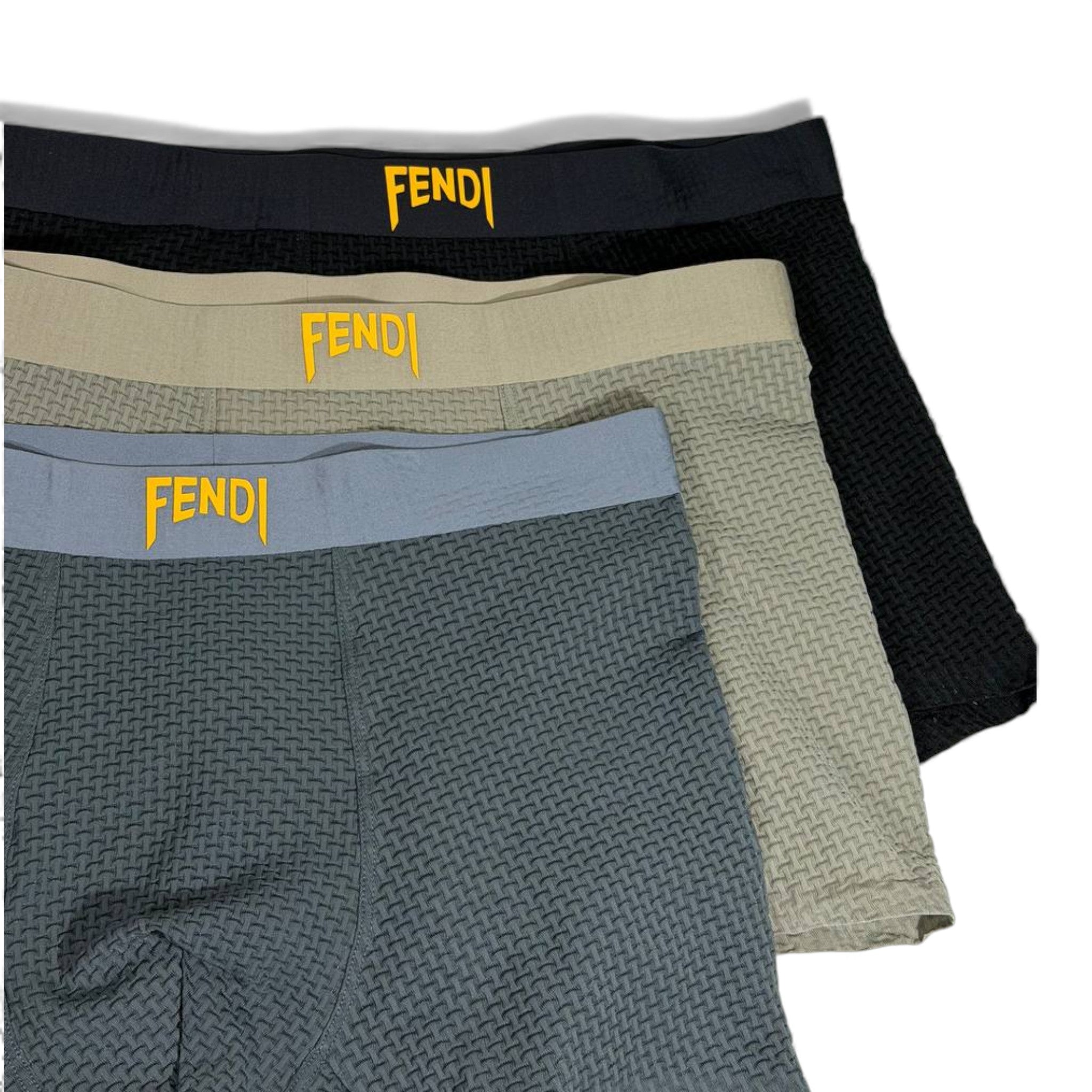 🩲 Fendi Men’s Textured Boxer Briefs – Luxury Comfort 3-Pack