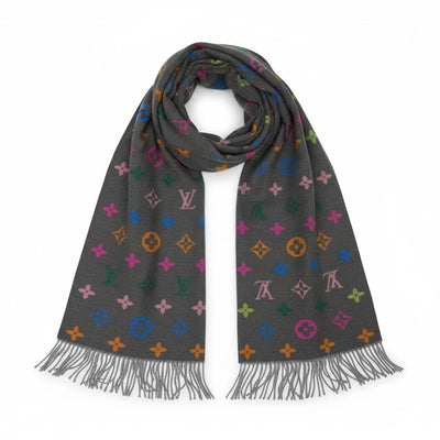 🧣 Louis Vuitton Multicolor Monogram Scarf – Bold Luxury Statement