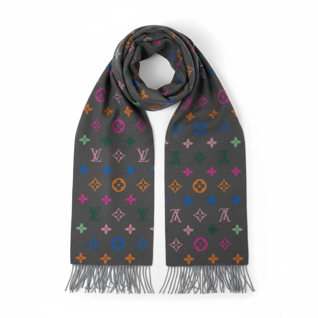 🧣 Louis Vuitton Multicolor Monogram Scarf – Bold Luxury Statement