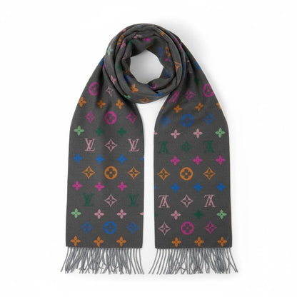 🧣 Louis Vuitton Multicolor Monogram Scarf – Bold Luxury Statement