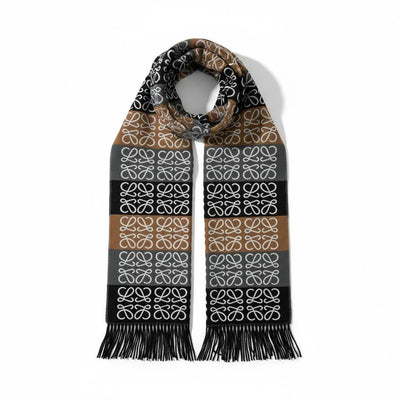 🧣 Loewe Anagram Colorblock Scarf – Bold Neutral Luxury