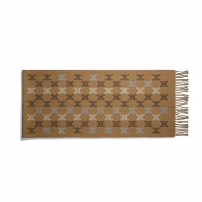 🧣 Celine Triomphe Monogram Scarf – Timeless Brown Luxury