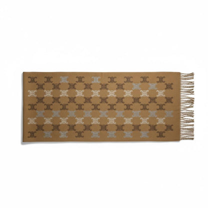🧣 Celine Triomphe Monogram Scarf – Timeless Brown Luxury