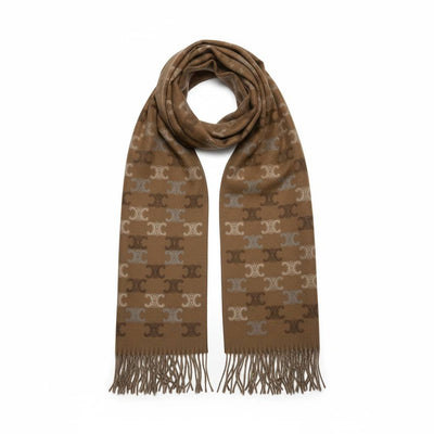 🧣 Celine Triomphe Monogram Scarf – Timeless Brown Luxury