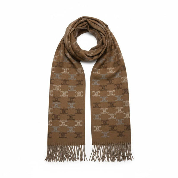 🧣 Celine Triomphe Monogram Scarf – Timeless Brown Luxury