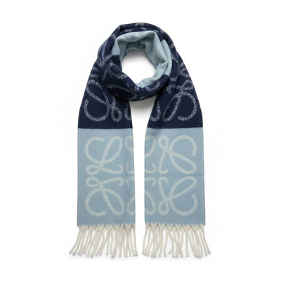 💙 Loewe Anagram Scarf – Elegant Blue Gradient Luxury ✨