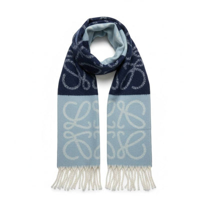 💙 Loewe Anagram Scarf – Elegant Blue Gradient Luxury ✨