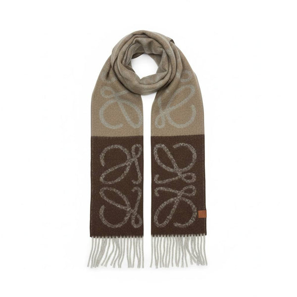 🤎 Loewe Anagram Scarf – Warm Brown Gradient Quiet Luxury ✨