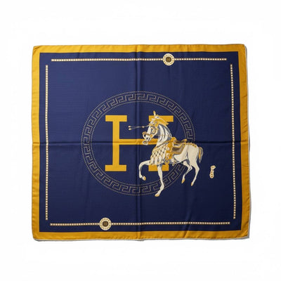 Hermès Cavalier Silk Scarf – Navy & Gold Iconic Elegance 🐎✨