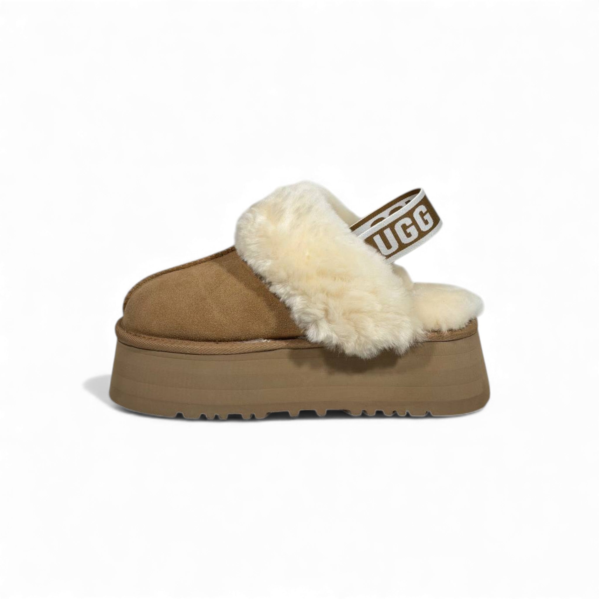 UGG Platform Cozy Slippers – Chestnut Faux Fur Edition 🤎❄️