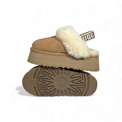 UGG Platform Cozy Slippers – Chestnut Faux Fur Edition 🤎❄️