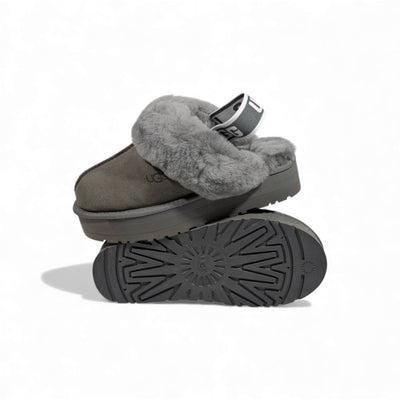 UGG Platform Cozy Slippers – Charcoal Grey Fur Edition 🩶❄️