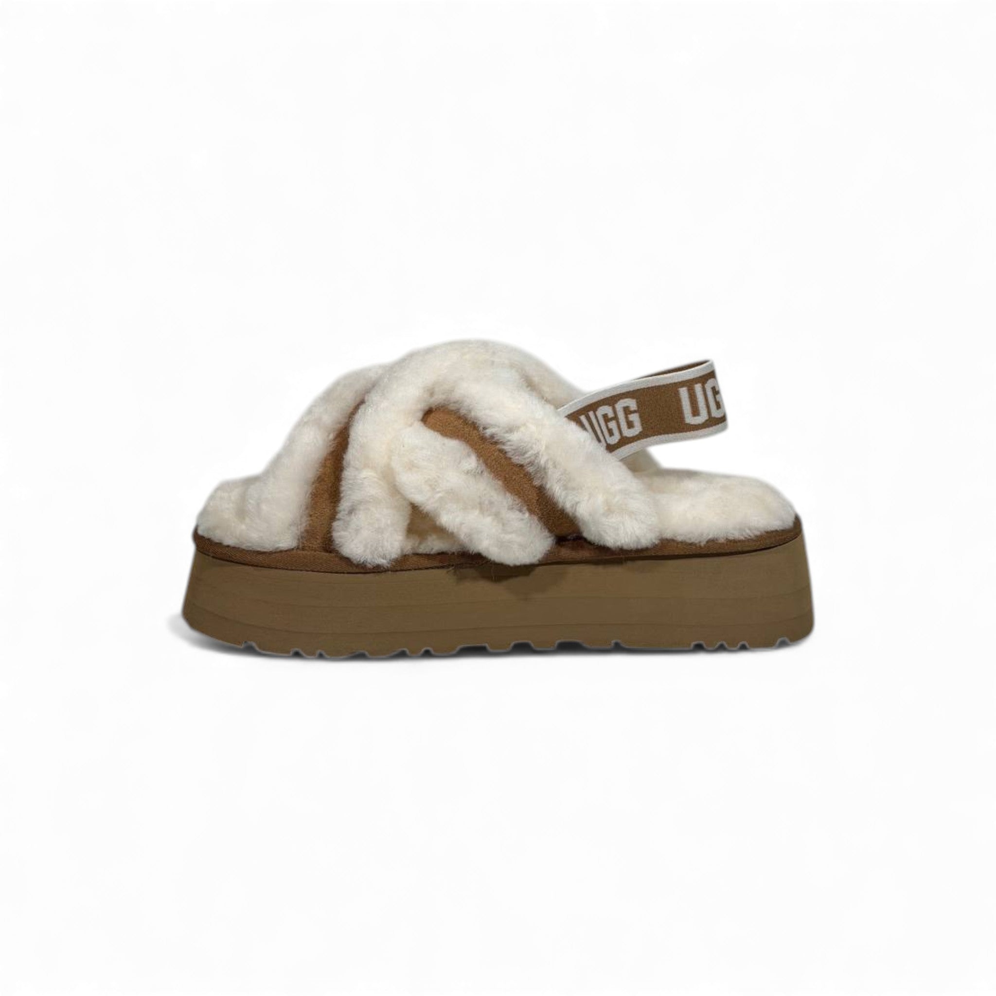 UGG Fluff Cross Platform Slippers – Cream Cloud Comfort 🤍✨