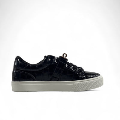 Hermès Black Croc-Embossed Luxury Sneakers with Gold Hardware