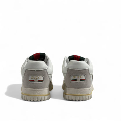 Gucci GG Supreme Retro Sneakers – White & Beige with Web Detail 🤍🟢🔴