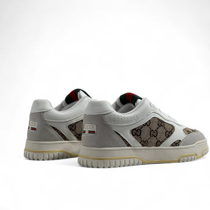 Gucci GG Supreme Retro Sneakers – White & Beige with Web Detail 🤍🟢🔴