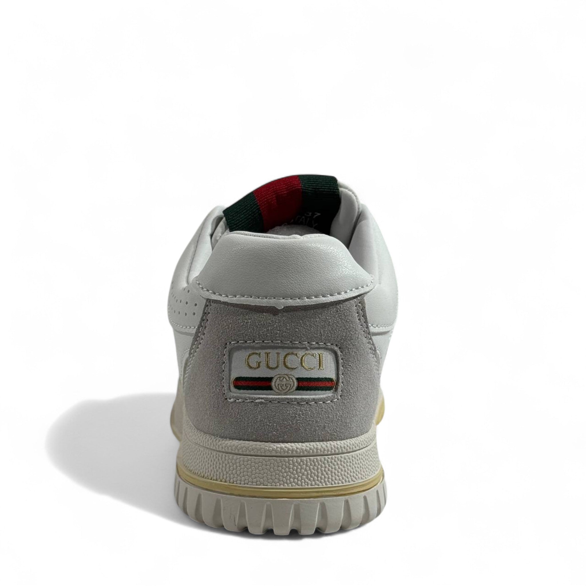 Gucci GG Supreme Retro Sneakers – White & Beige with Web Detail 🤍🟢🔴