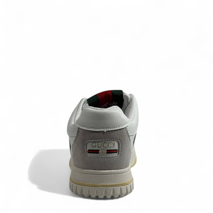 Gucci GG Supreme Retro Sneakers – White & Grey Monogram with Web Detail 🤍🖤✨