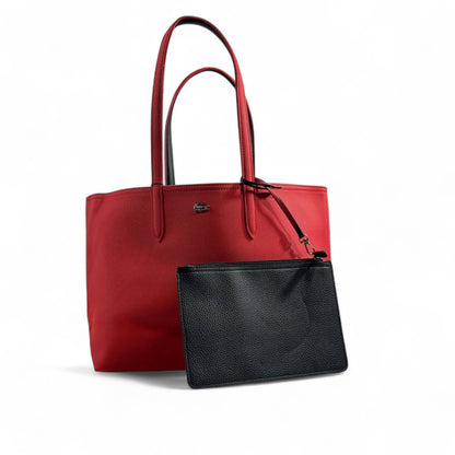 Lacoste Double-Face Reversible Tote Bag with Pouch – Red & Black 👜🐊✨