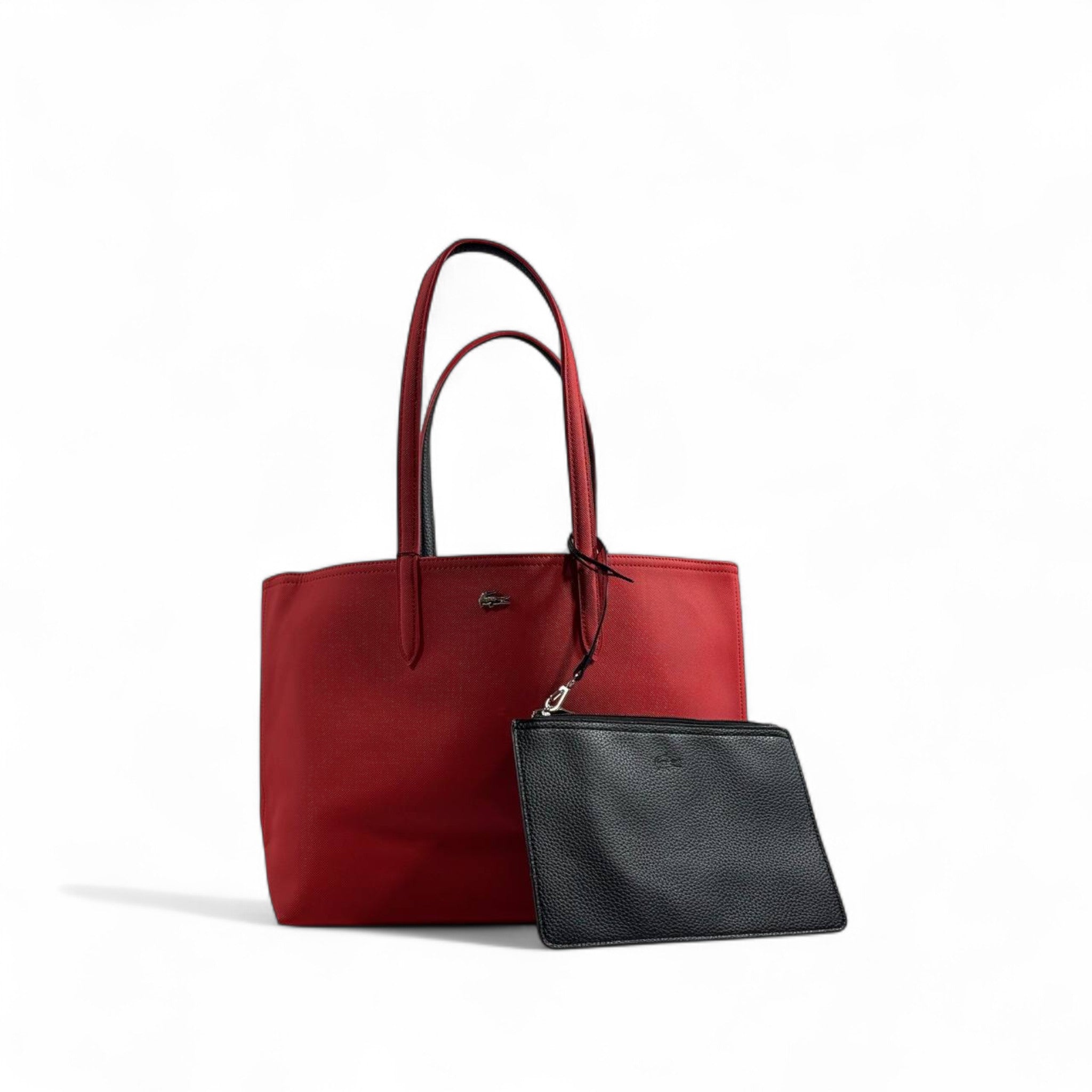Lacoste Double-Face Reversible Tote Bag with Pouch – Red & Black 👜🐊✨