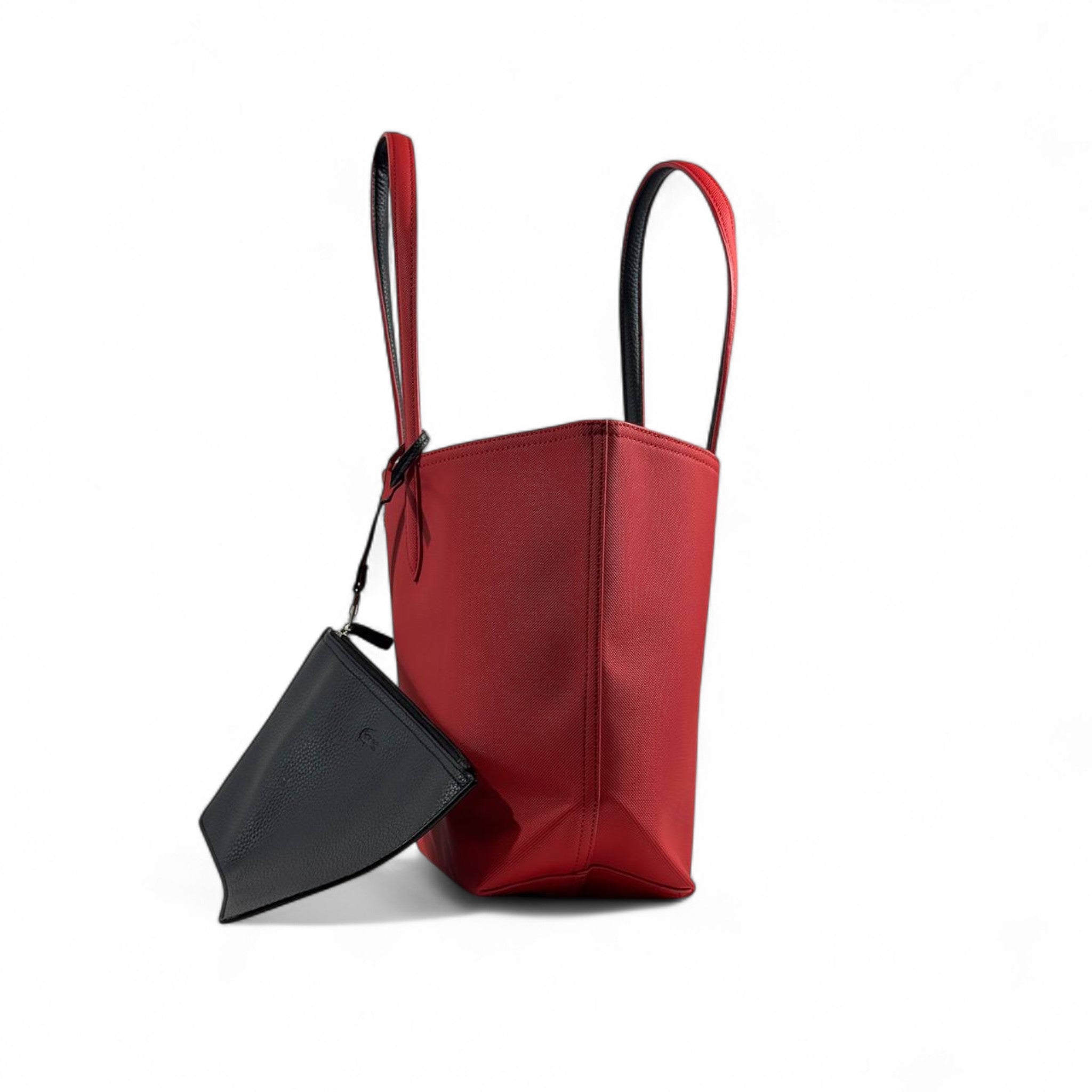Lacoste Double-Face Reversible Tote Bag with Pouch – Red & Black 👜🐊✨