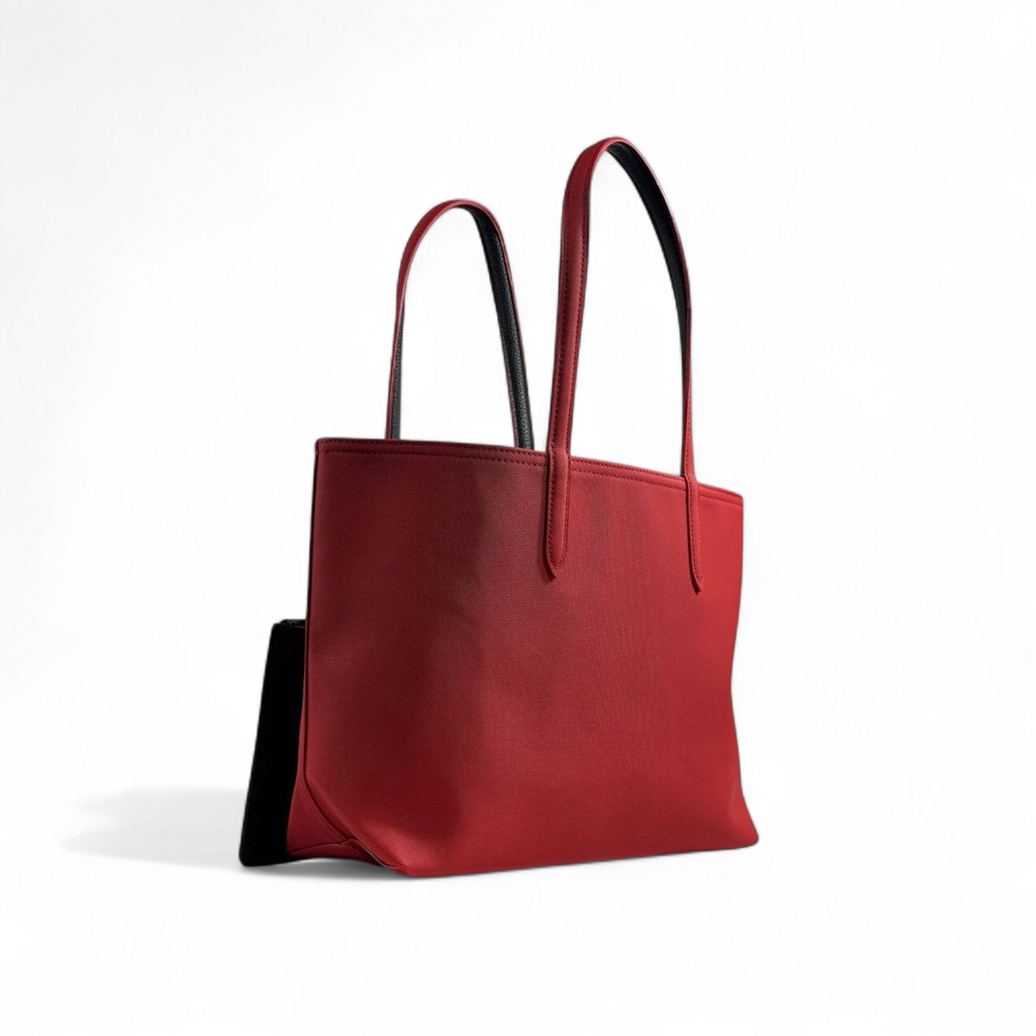 Lacoste Double-Face Reversible Tote Bag with Pouch – Red & Black 👜🐊✨