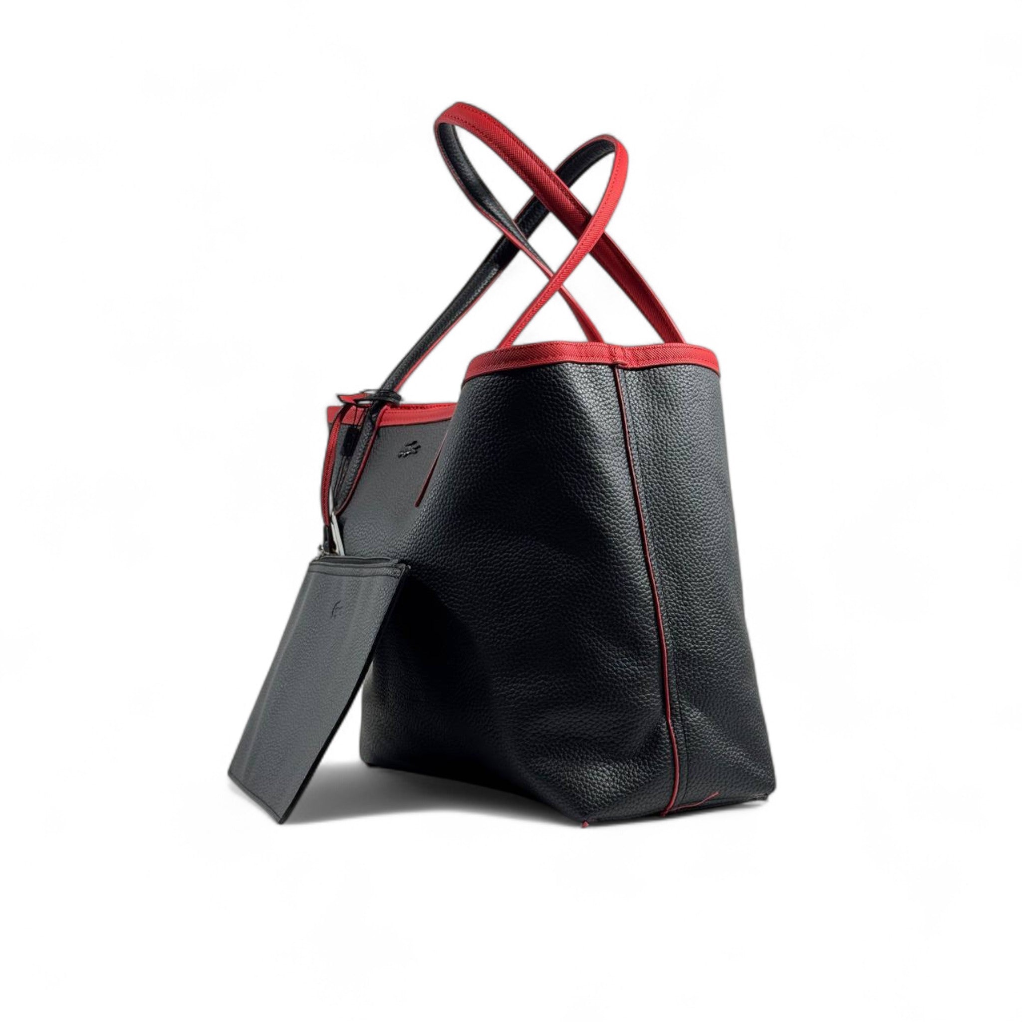 Lacoste Double-Face Reversible Tote Bag with Pouch – Red & Black 👜🐊✨