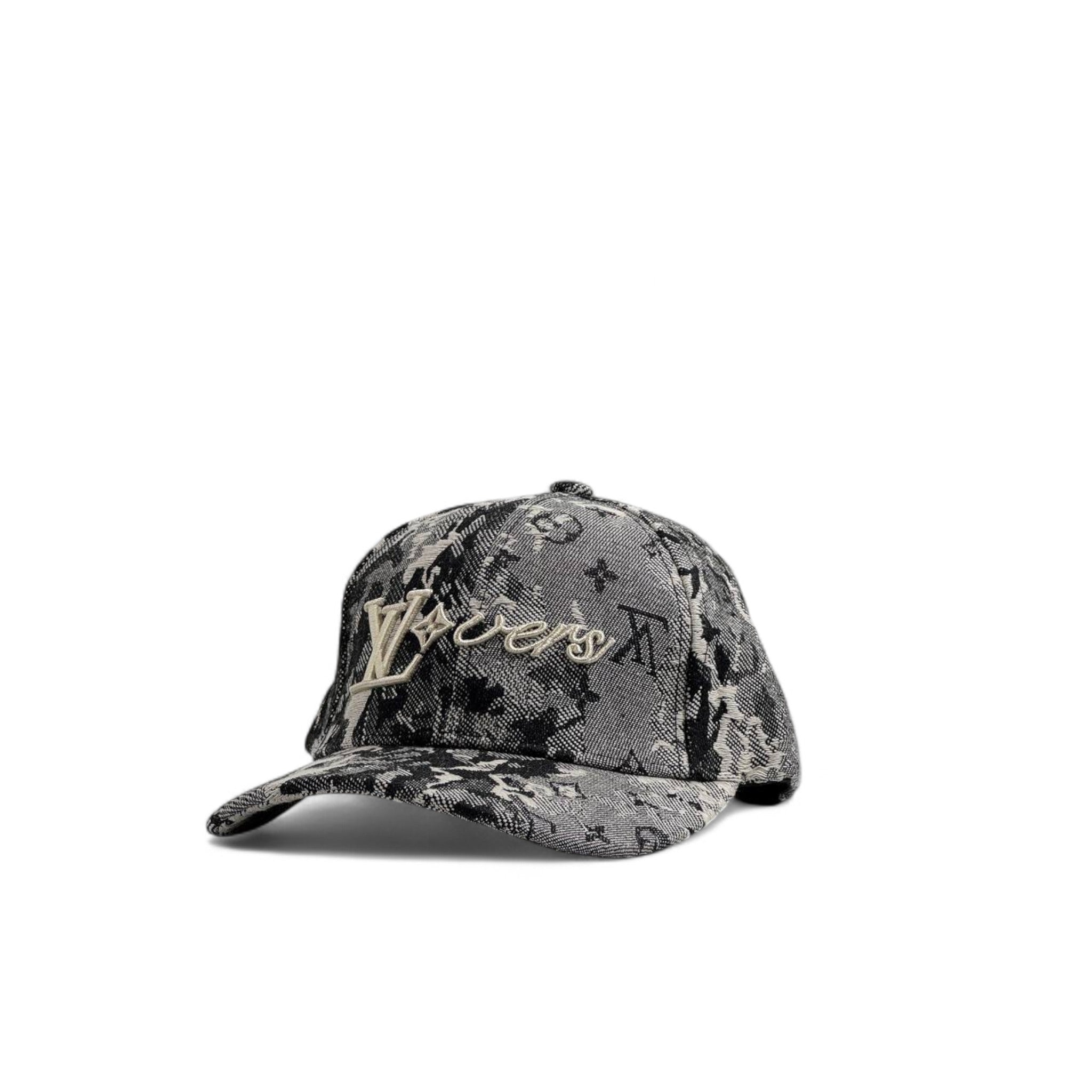 Louis Vuitton Grey Denim Embroidered Cap – Luxury Monogram Streetwear 🖤🧢