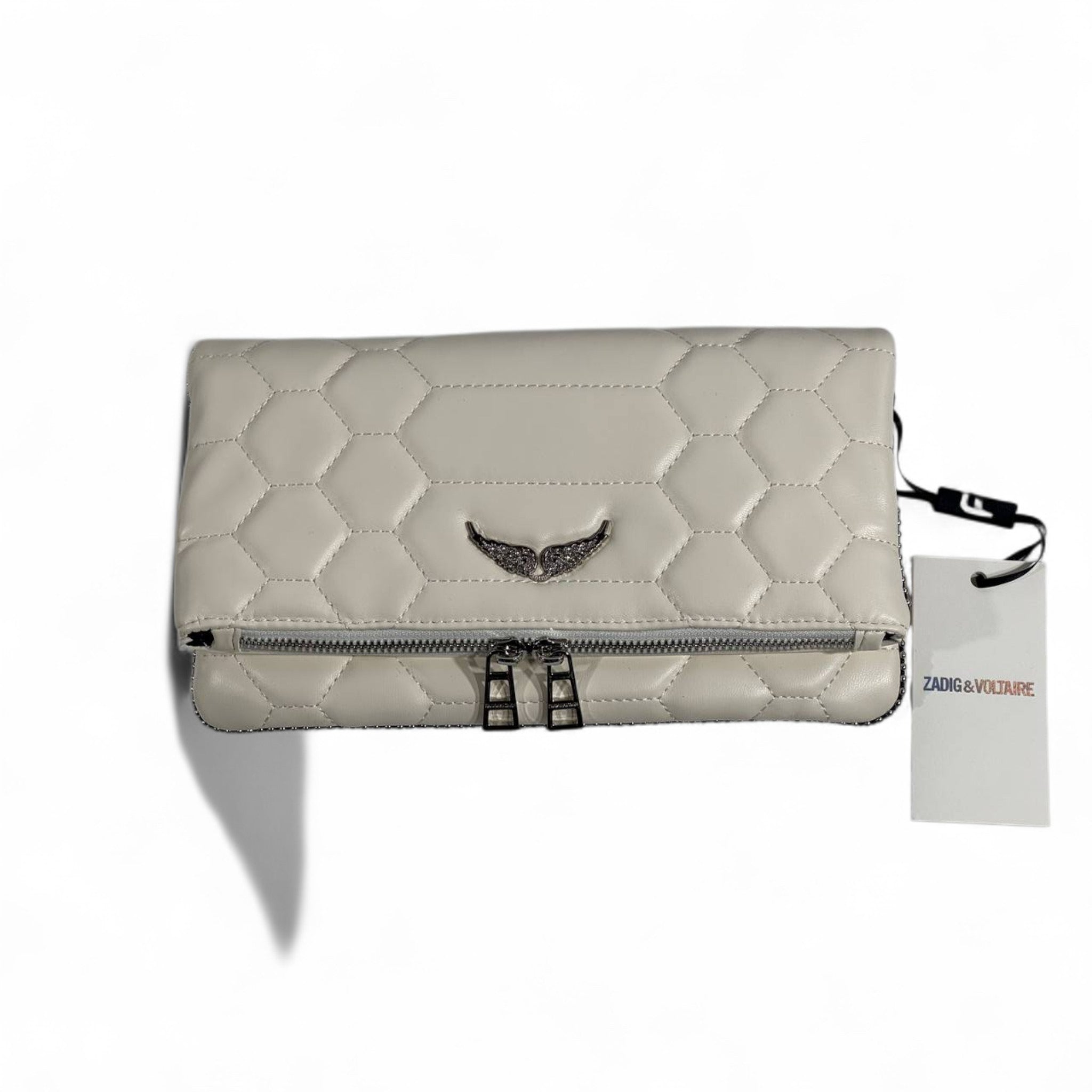 Zadig & Voltaire Quilted Wing Emblem Crossbody Bag – Light Beige 🤍✨