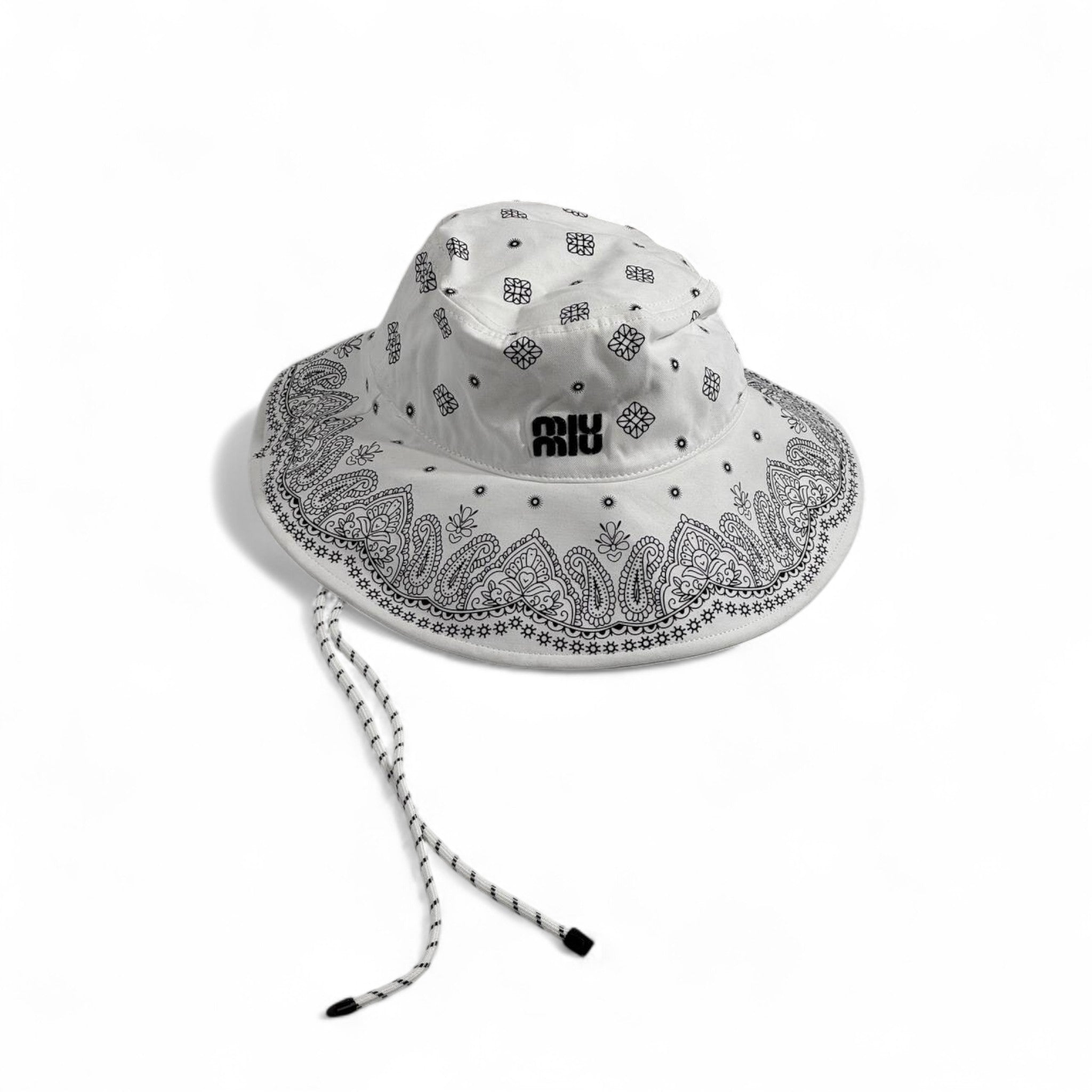 Miu Miu Paisley Bandana Bucket Hat – White & Black 🖤🤍