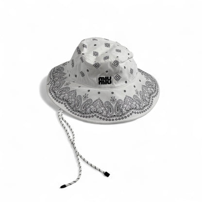 Miu Miu Paisley Bandana Bucket Hat – White & Black 🖤🤍