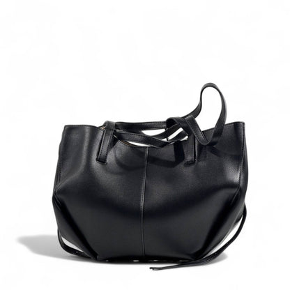 Polène Paris Leather Tote Bag with Matching Pouch – Black 🖤