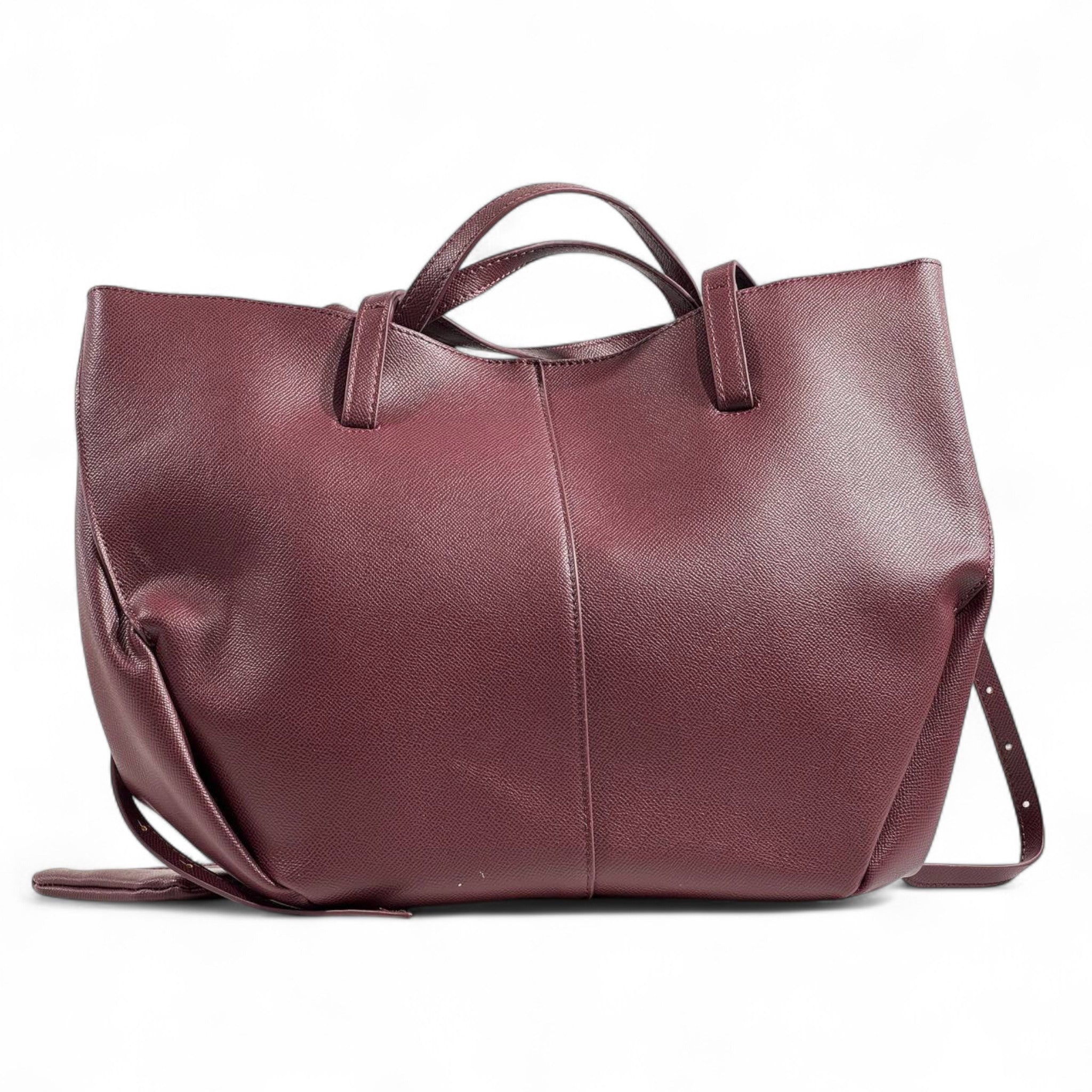 Polène Paris Tote Bag with Matching Pouch – Bordeaux Leather 🍷✨