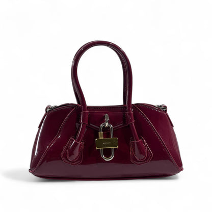 🍷 Givenchy Burgundy Patent Leather Handbag – Bold, Elegant & Iconic ✨