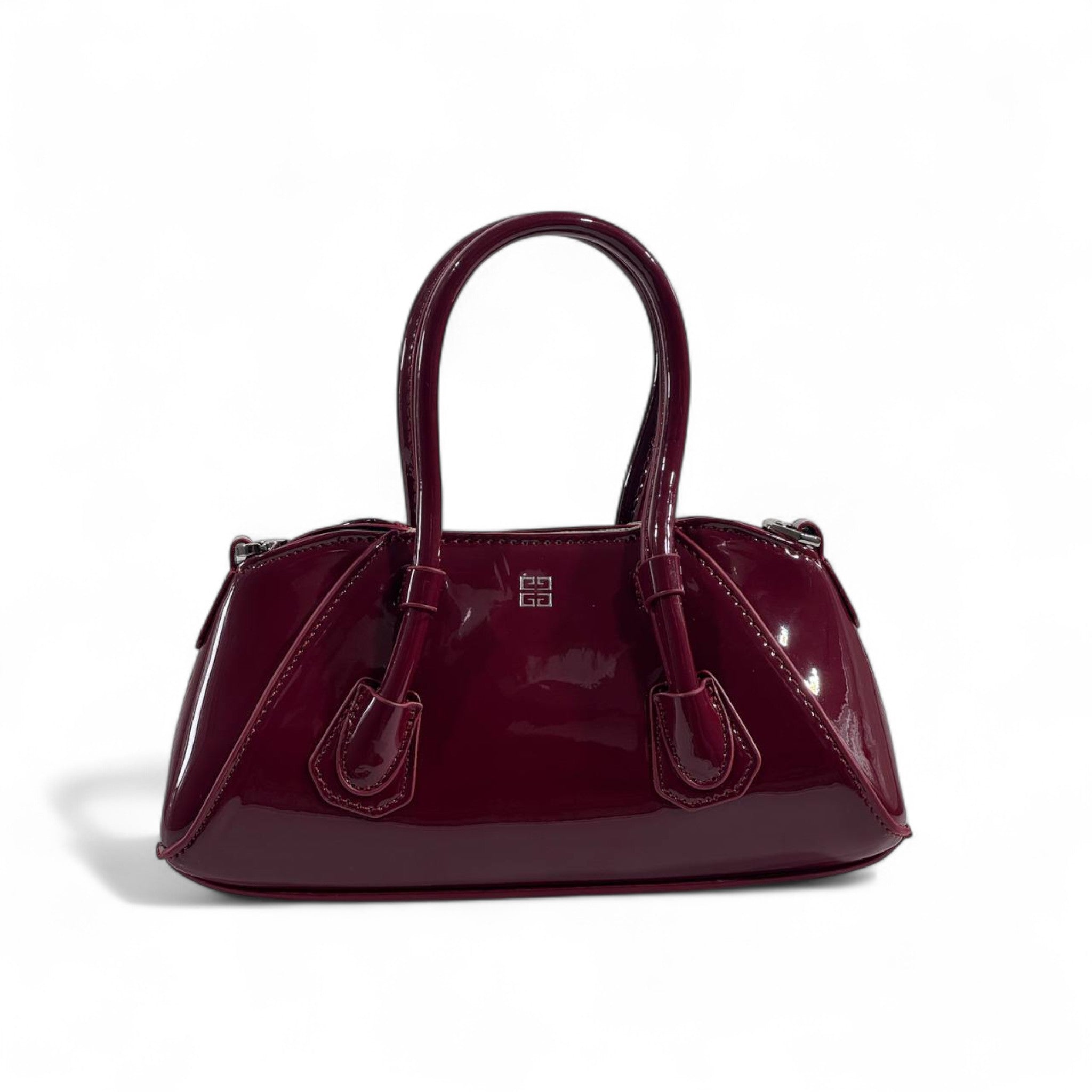🍷 Givenchy Burgundy Patent Leather Handbag – Bold, Elegant & Iconic ✨