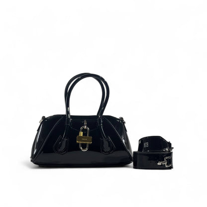🖤 Givenchy Black Patent Leather Handbag – Sleek, Bold & Couture ✨
