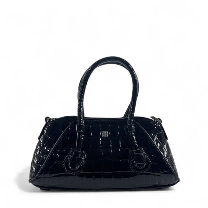 🖤🐊 Givenchy Croc-Embossed Black Patent Handbag – Fierce, Sleek & Couture ✨